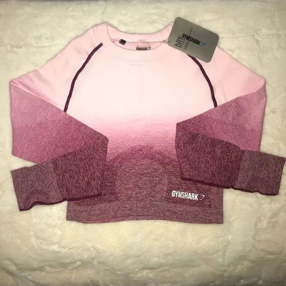 Gymshark Ombre Seamless Crop Top - Chalk Pink/Beet - Picture 3 of 9